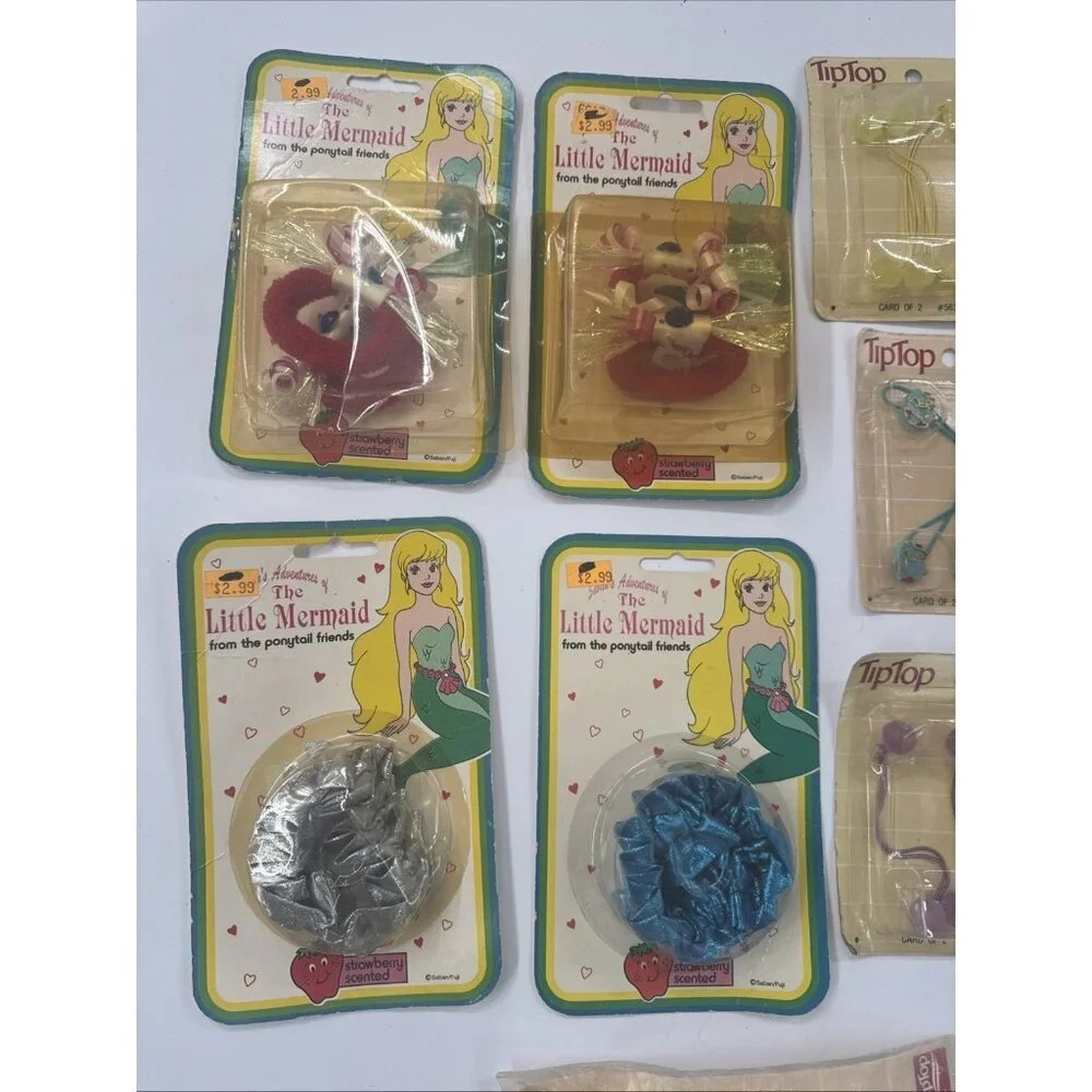 Vintage Goodys Tip Top Little Mermaid Ponytail Holders Lot of 28 80s 90s USA NOS